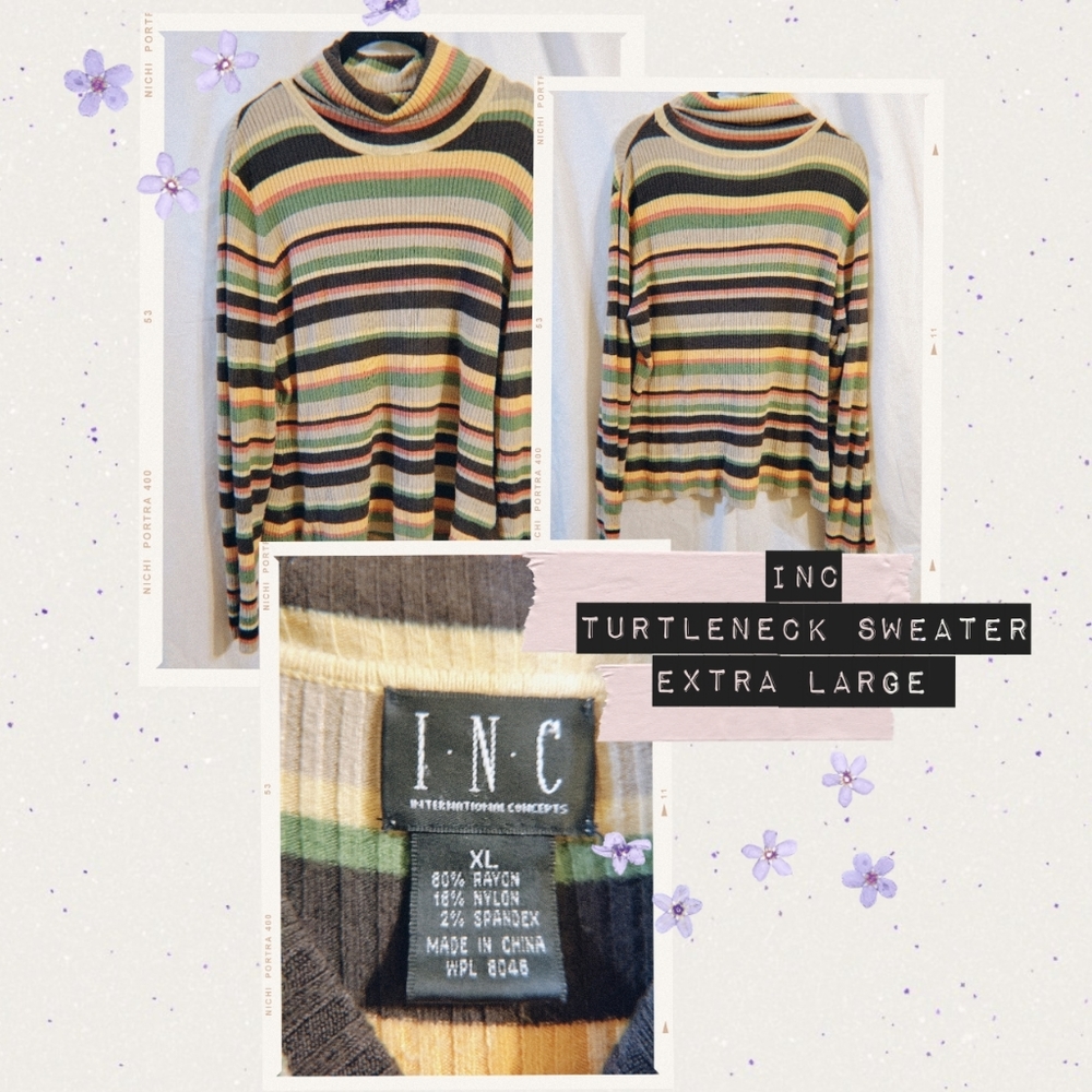 INC, turtleneck striped sweater, extra large
